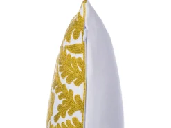 Beliani Set di 2 cuscini PRIMULA Cotone 45 x 45 cm Senape Trama Ikat Bianco Giallo