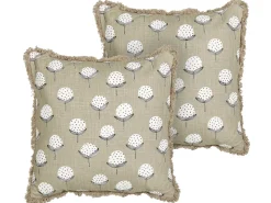 Best Beliani Set di 2 cuscini PSILOTALES Cotone 45 x 45 cm Beige Trama floreale Beige Bianco