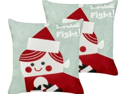Outlet Beliani Set di 2 cuscini PUDDING Cotone 45 x 45 cm Rosso Bianco Rosso Verde