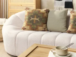 Clearance Beliani Set di 2 cuscini PULICAT Iuta Verde Trama orientale Beige Multicolore Rosso Verde