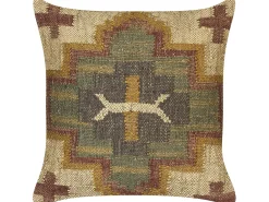 Clearance Beliani Set di 2 cuscini PULICAT Iuta Verde Trama orientale Beige Multicolore Rosso Verde