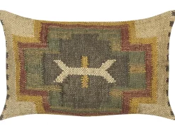 Online Beliani Set di 2 cuscini PULICAT Iuta Multicolore Trama orientale Beige Multicolore Rosso Verde