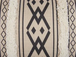 Beliani Set di 2 cuscini PULMONARIA 30 x 50 cm Beige Trama geometrica Bianco Beige Nero