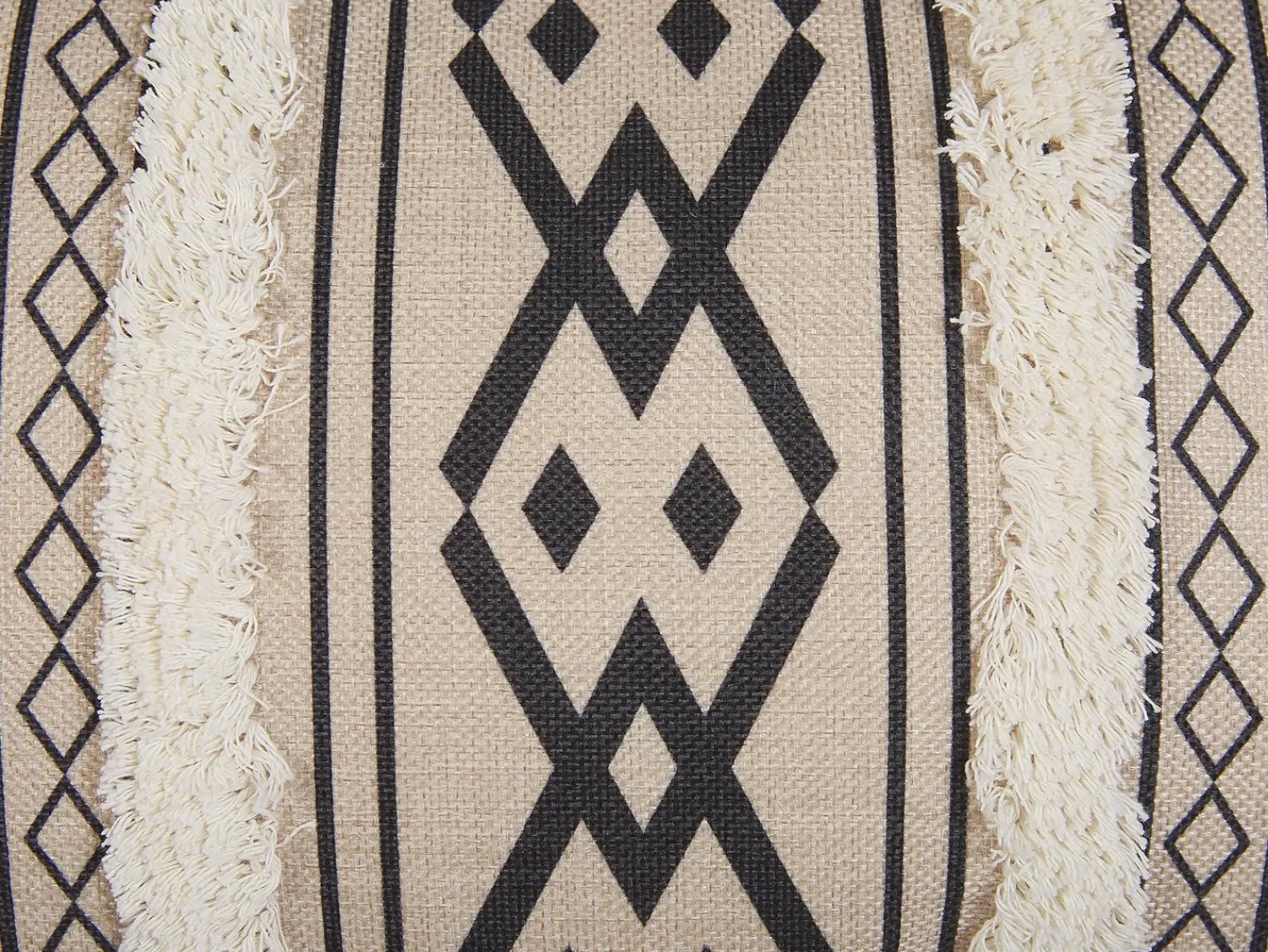 Beliani Set di 2 cuscini PULMONARIA 30 x 50 cm Beige Trama geometrica Bianco Beige Nero