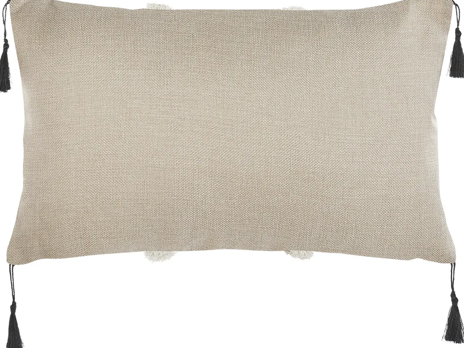 Beliani Set di 2 cuscini PULMONARIA 30 x 50 cm Beige Trama geometrica Bianco Beige Nero