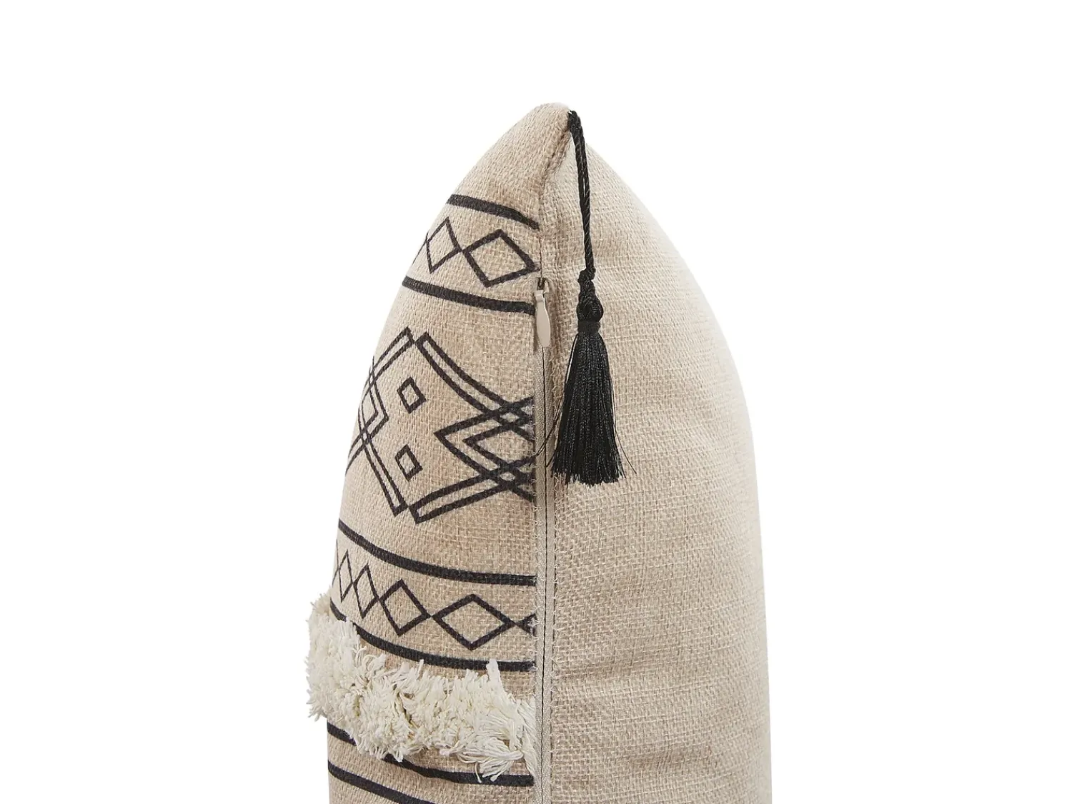 Beliani Set di 2 cuscini PULMONARIA 30 x 50 cm Beige Trama geometrica Bianco Beige Nero