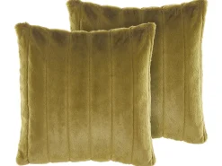 Beliani Set di 2 cuscini PUMILA Finta pelliccia 45 x 45 cm oliva A strisce Verde