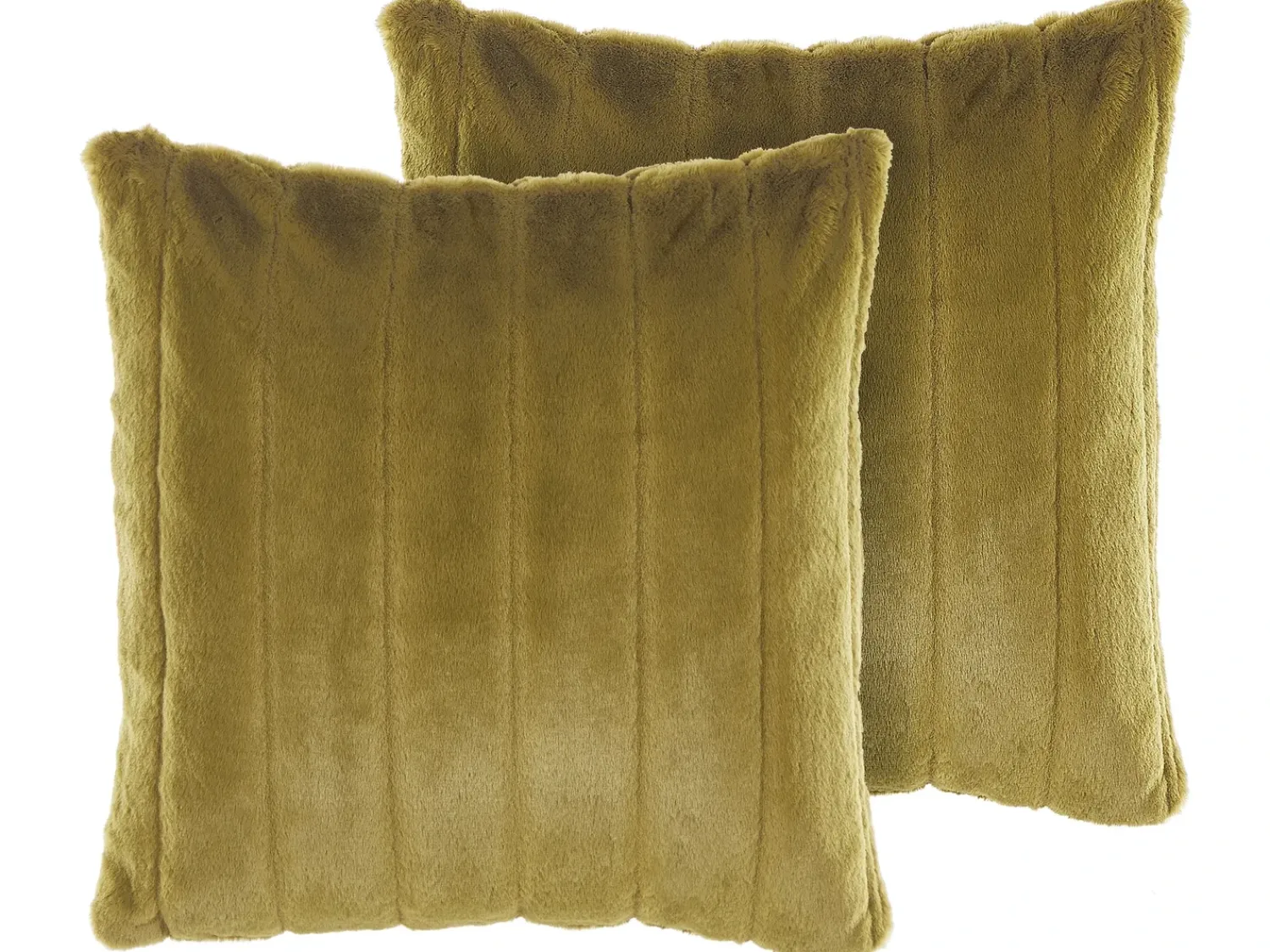 Beliani Set di 2 cuscini PUMILA Finta pelliccia 45 x 45 cm oliva A strisce Verde