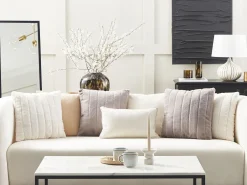 Outlet Beliani Set di 2 cuscini PUMILA Finta pelliccia 45 x 45 cm chiaro A strisce Grigio