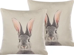 Sale Beliani Set di 2 cuscini QUERCUS 45 x 45 cm Tortora Trama animale Beige Grigio Rosa