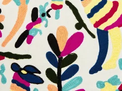 Beliani RAIGANJ Cotone 50 x 50 cm Multicolore Trama astratta Bianco Giallo Rosa Multicolore