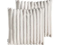 Discount Beliani Set di 2 cuscini RAKYA Finta pelliccia 45 x 45 cm chiaro A strisce Beige