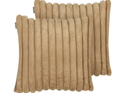 Clearance Beliani Set di 2 cuscini RAKYA Finta pelliccia 45 x 45 cm chiaro A strisce Marrone