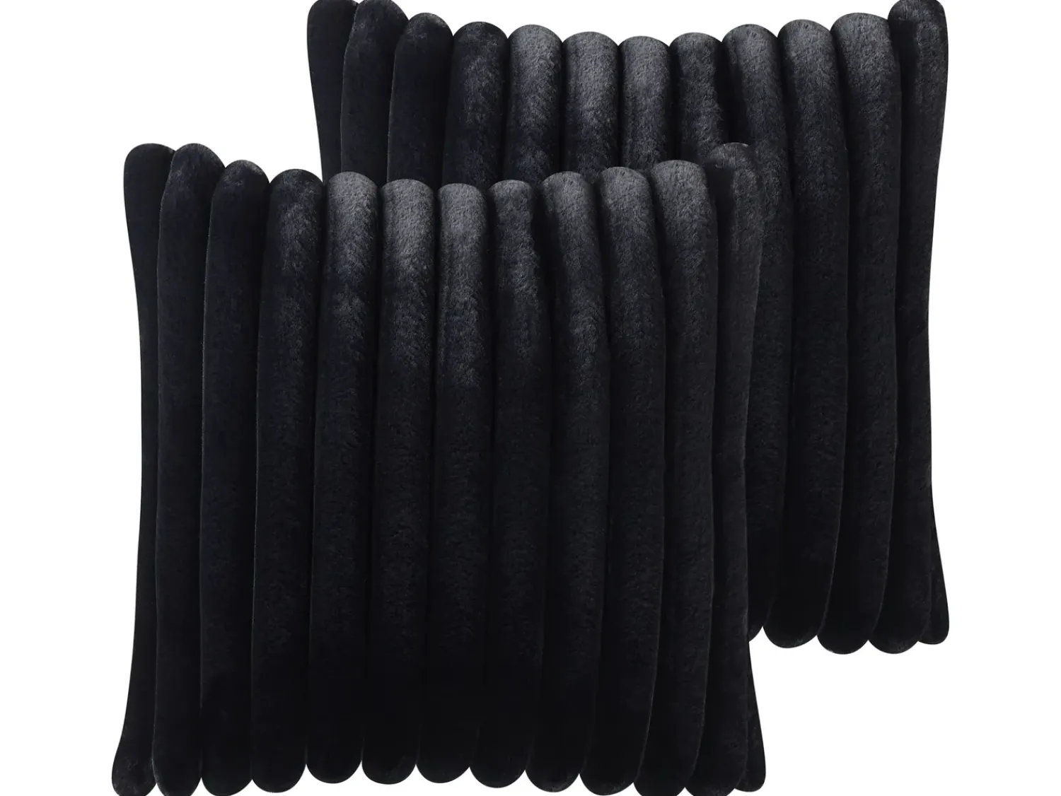 Sale Beliani Set di 2 cuscini RAKYA Finta pelliccia 45 x 45 cm Nero A strisce Bianco