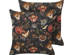 Hot Beliani Set di 2 cuscini RAMONDA Velluto 45 x 45 cm Trama floreale Multicolore
