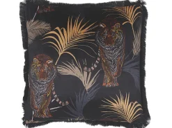 Outlet Beliani Set di 2 cuscini RAMTEK Velluto 45 x 45 cm Nero Trama animale Arancione Beige Grigio Nero