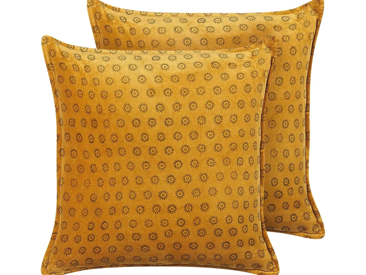 New Beliani Set di 2 cuscini RAPIS Velluto 45 x 45 cm Trama geometrica Giallo