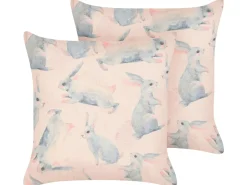 Sale Beliani Set di 2 cuscini RATIBIDA Cotone 45 x 45 cm Rosa Rosa Grigio