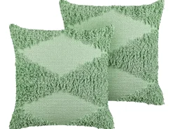 Best Beliani Set di 2 cuscini RHOEO Cotone 45 x 45 cm chiaro Verde
