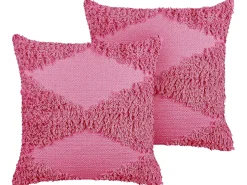 Sale Beliani Set di 2 cuscini RHOEO Cotone 45 x 45 cm Rosa