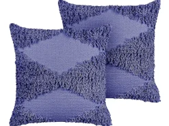 New Beliani Set di 2 cuscini RHOEO Cotone 45 x 45 cm Viola