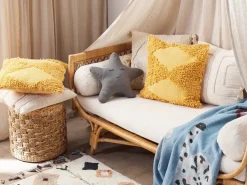 Best Beliani Set di 2 cuscini RHOEO Cotone 45 x 45 cm Trama geometrica Giallo
