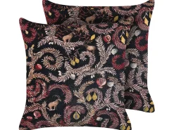 Online Beliani Set di 2 cuscini RICINUS Velluto 45 x 45 cm Nero Trama orientale Nero Rosa