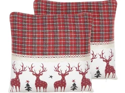 Clearance Beliani Set di 2 cuscini ROBBIE 45 x 45 cm Rosso Modello natalizio Bianco Rosso
