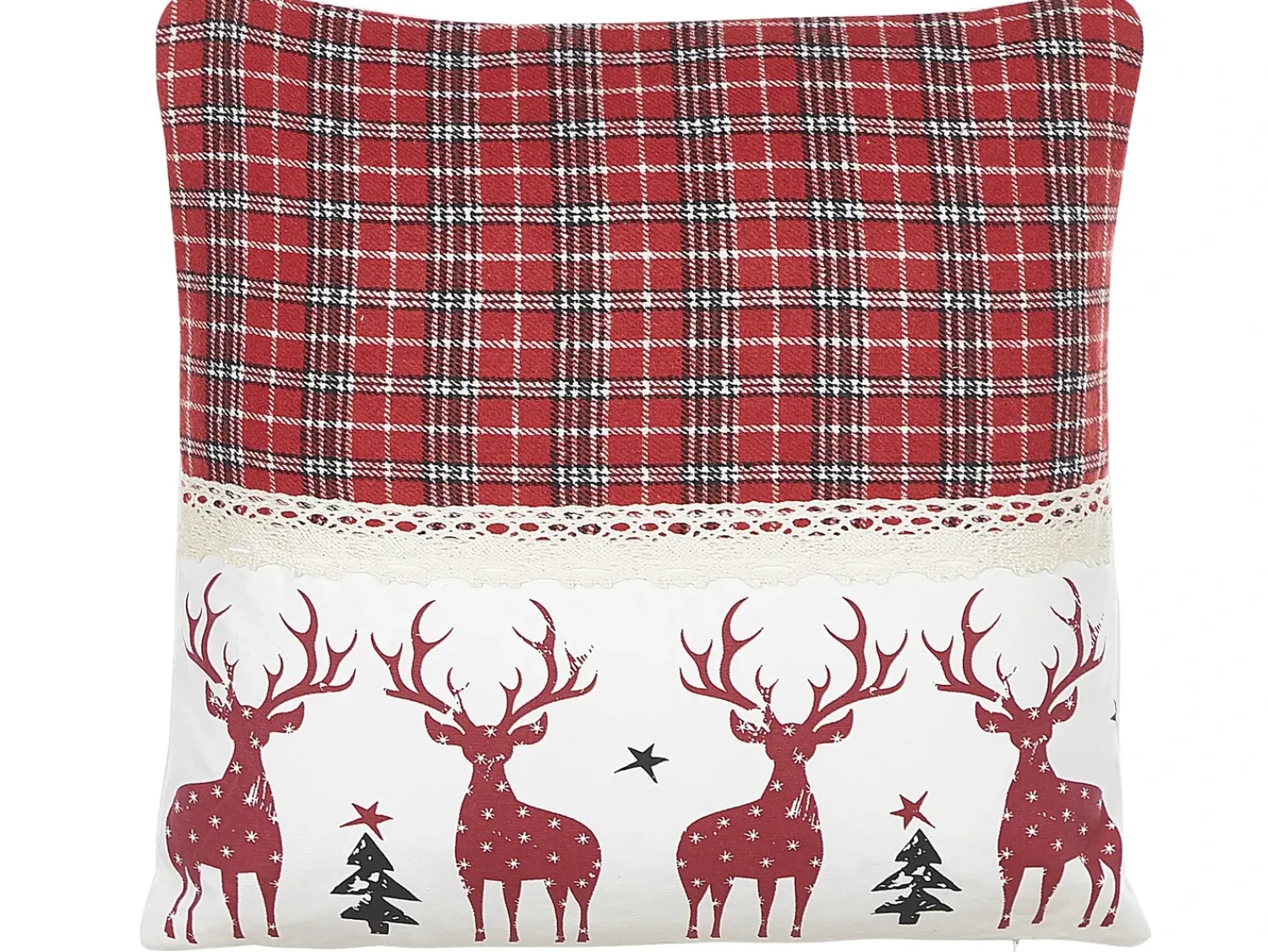 Clearance Beliani Set di 2 cuscini ROBBIE 45 x 45 cm Rosso Modello natalizio Bianco Rosso