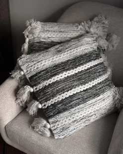 Sale Beliani Set di 2 cuscini ROCHEA Cotone 45 x 45 cm Nero A strisce Bianco Nero