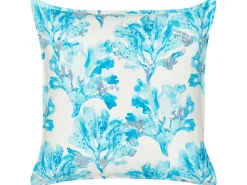 New Beliani Set di 2 cuscini ROCKWEED Cotone 45 x 45 cm Blu Trama floreale Bianco Blu