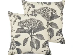 Online Beliani Set di 2 cuscini ROSEMARY Cotone 45 x 45 cm Grigio Trama floreale Beige Grigio