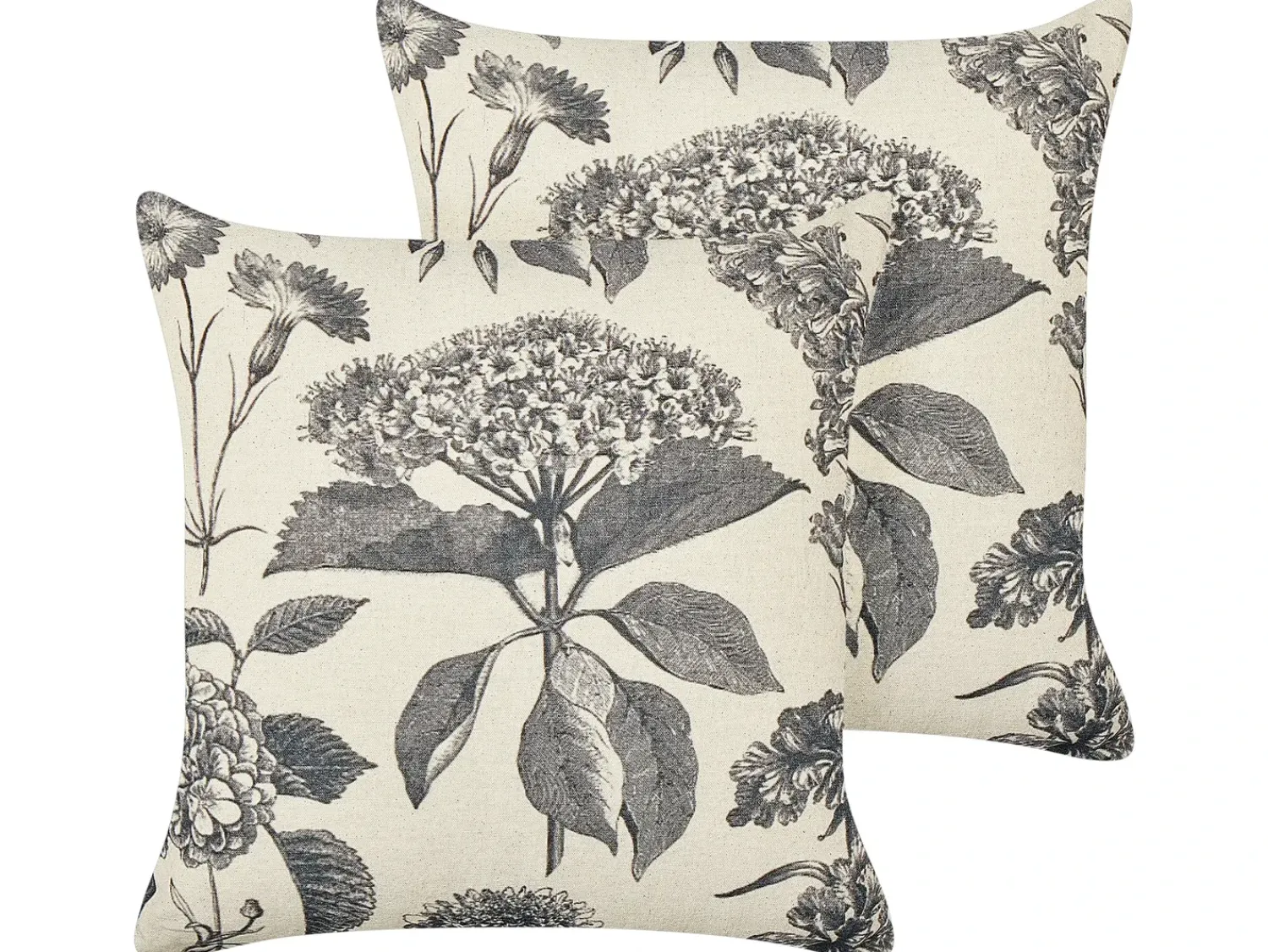 Online Beliani Set di 2 cuscini ROSEMARY Cotone 45 x 45 cm Grigio Trama floreale Beige Grigio