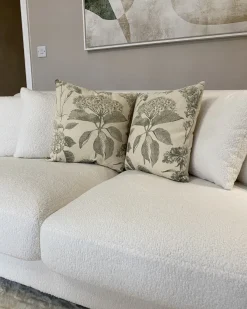 Online Beliani Set di 2 cuscini ROSEMARY Cotone 45 x 45 cm Verde oliva Trama floreale Beige Verde
