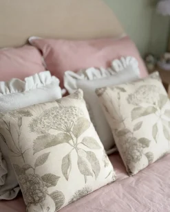 Online Beliani Set di 2 cuscini ROSEMARY Cotone 45 x 45 cm Verde oliva Trama floreale Beige Verde