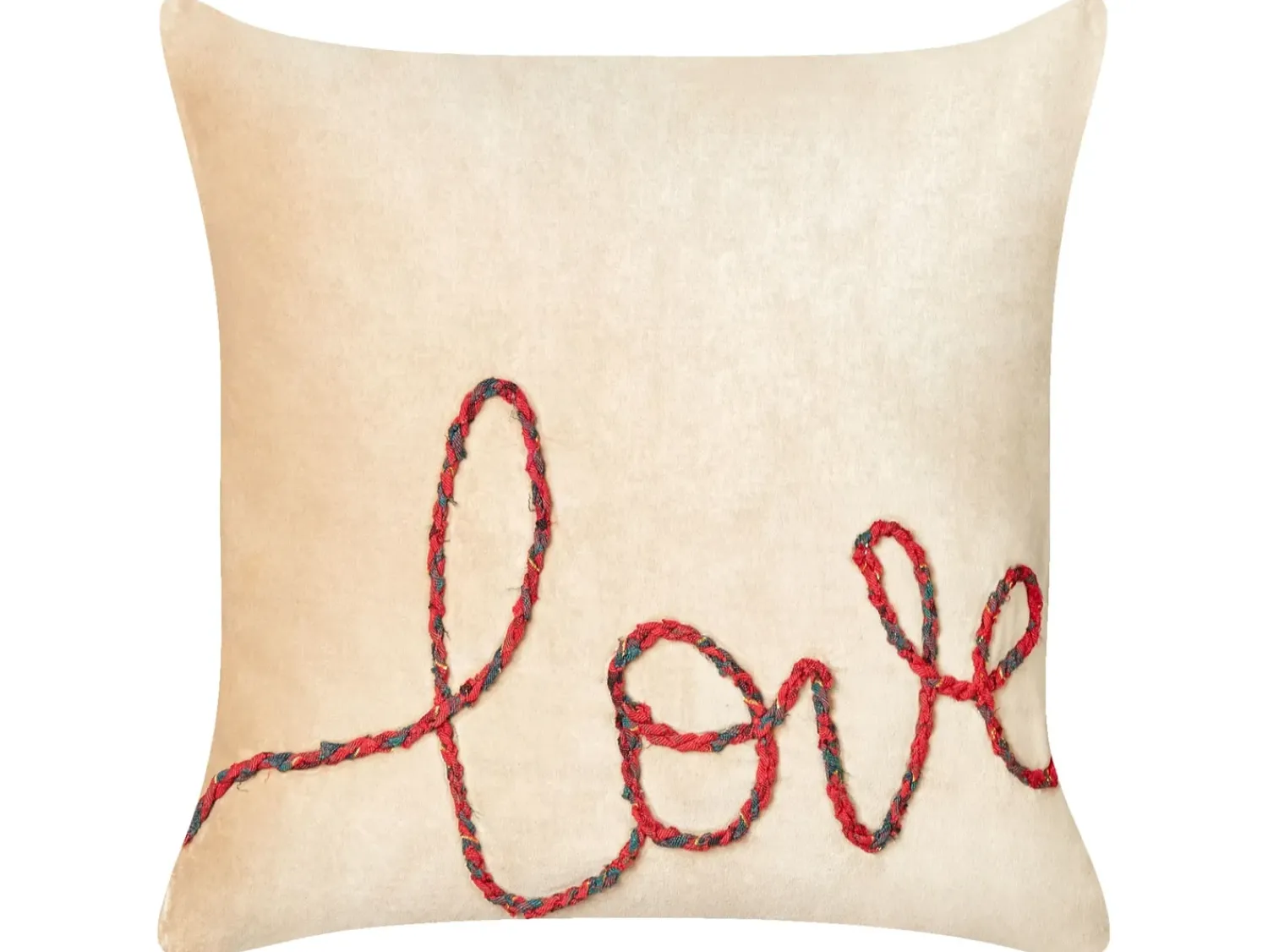 Outlet Beliani Set di 2 cuscini ROTALA Cotone 45 x 45 cm Beige Scritta Beige Rosso Verde