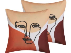 Online Beliani Set di 2 cuscini RUDBEKIA 45 x 45 cm Multicolore Trama astratta Arancione Rosso Multicolore