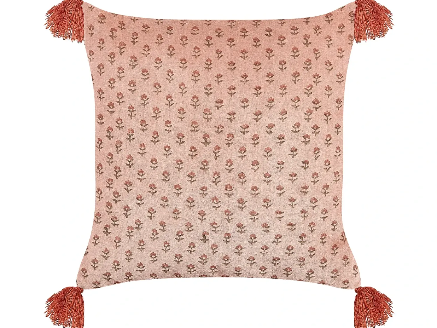 New Beliani Set di 2 cuscini RUMHORA Velluto 45 x 45 cm Trama floreale Rosa