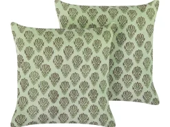 Best Beliani Set di 2 cuscini RUNGIA Velluto 45 x 45 cm Trama floreale Verde
