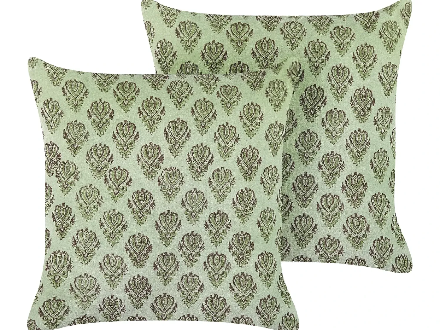 Best Beliani Set di 2 cuscini RUNGIA Velluto 45 x 45 cm Trama floreale Verde