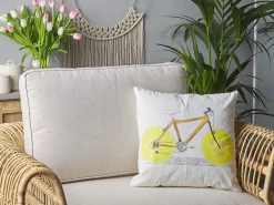 Best Beliani Set di 2 cuscini RUSCUS Cotone 45 x 45 cm Bianco Trama astratta Bianco Giallo Grigio Marrone