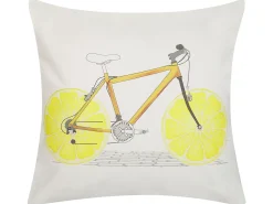 Best Beliani Set di 2 cuscini RUSCUS Cotone 45 x 45 cm Bianco Trama astratta Bianco Giallo Grigio Marrone