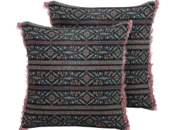 Discount Beliani Set di 2 cuscini RUTA Velluto 45 x 45 cm Multicolore Trama floreale Nero Multicolore