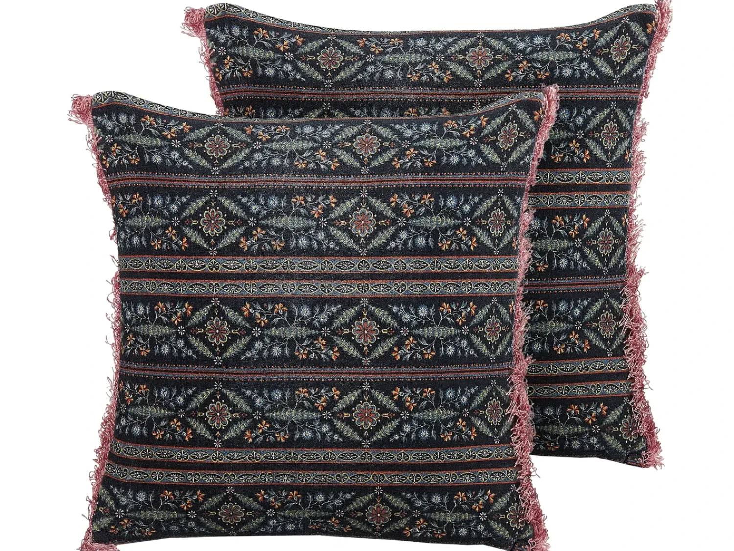 Discount Beliani Set di 2 cuscini RUTA Velluto 45 x 45 cm Multicolore Trama floreale Nero Multicolore