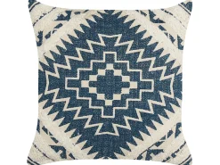 Clearance Beliani Set di 2 cuscini SAFI Cotone 50 x 50 cm Blu Trama geometrica Beige Blu