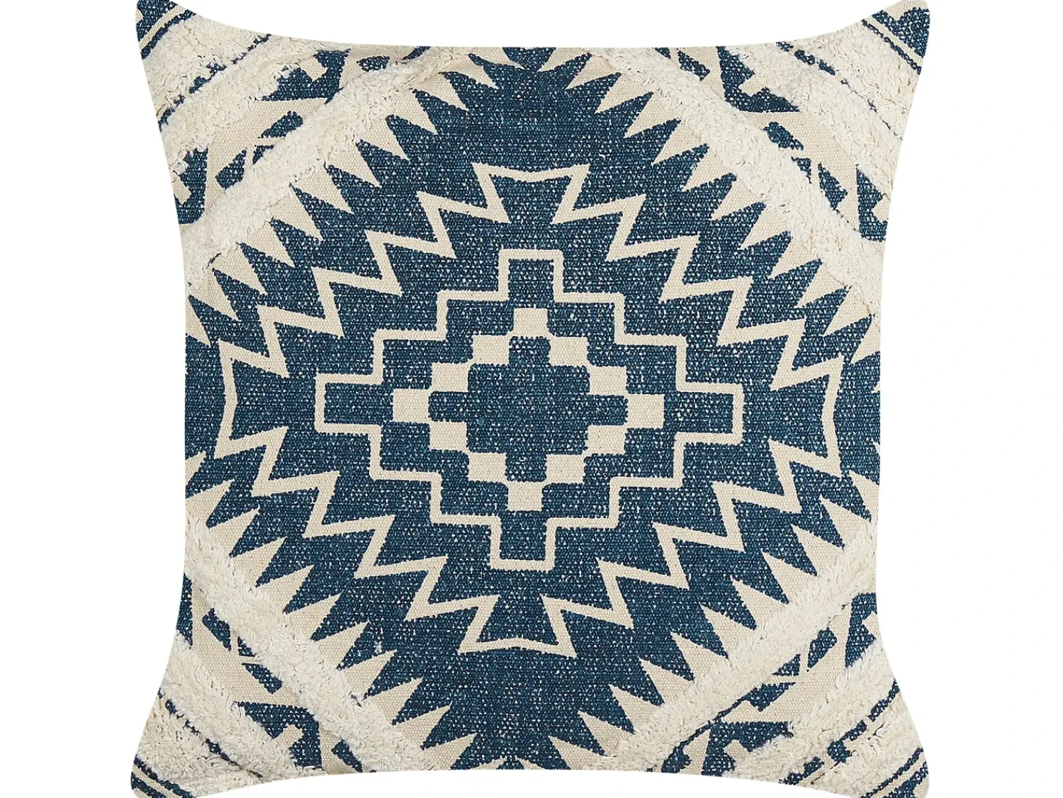Clearance Beliani Set di 2 cuscini SAFI Cotone 50 x 50 cm Blu Trama geometrica Beige Blu
