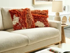 Discount Beliani Set di 2 cuscini SAGENIA Cotone 45 x 45 cm Arancione Trama astratta Arancione Rosso
