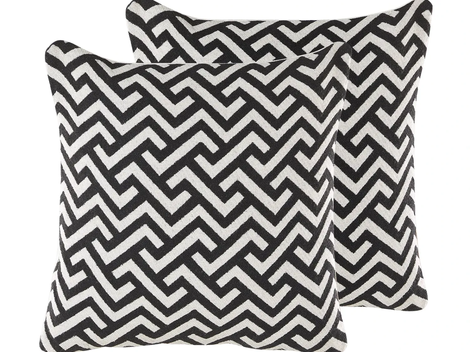 Discount Beliani Set di 2 cuscini SALIZAR Cotone 45 x 45 cm Nero Trama geometrica Bianco Nero