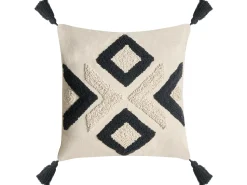 Outlet Beliani Set di 2 cuscini SARACA Cotone 45 x 45 cm Nero/Beige Trama geometrica Beige Nero