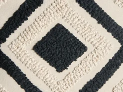 Outlet Beliani Set di 2 cuscini SARACA Cotone 45 x 45 cm Nero/Beige Trama geometrica Beige Nero